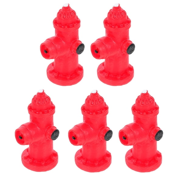 TABLZONE Red Resin Fire Hydrant Decorative Props for Garden Landscape and Home Decor, Set of 5 Pieces