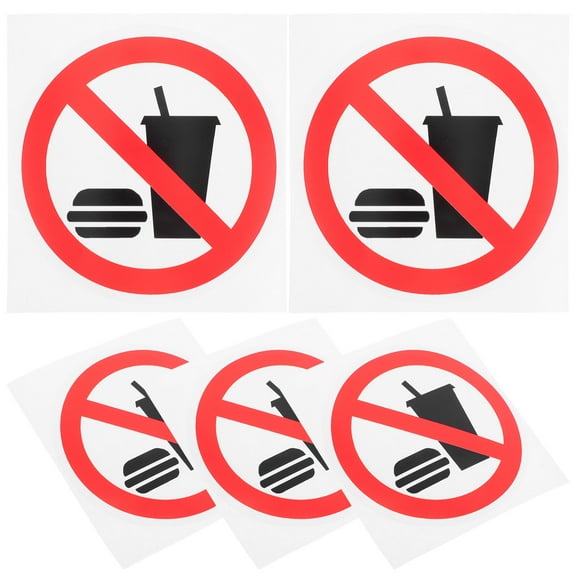 TABLZONE 5Pcs Self Adhesive No Food Or Drinks Warning Labels for Indoor Office Safety
