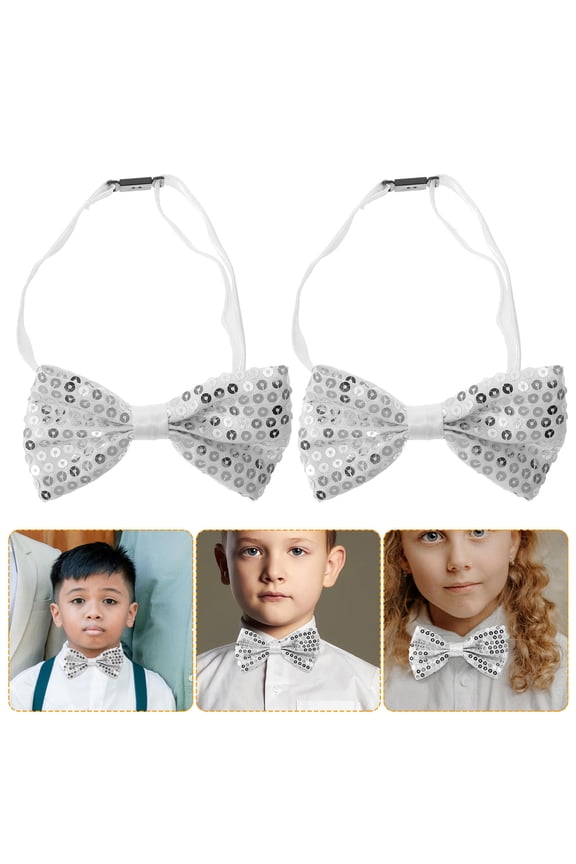 5Pcs Shiny Bow Tie Sequin Polyester Bow Ties Adjustable Fit Graduation Photo Enhancement