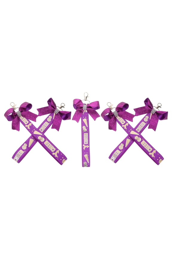 5-Pack Lightweight Cheerleading Bow Keychain Ribbon Charms for Daily Use and Giving