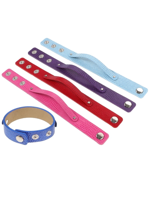 5pcs Pu Double Layer Adjustable Snap Button Bracelet