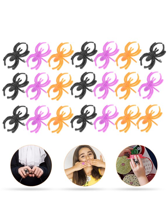 60 Pcs Colorful Spider Rings Assorted Color Plastic for Spooky Decorations and Events