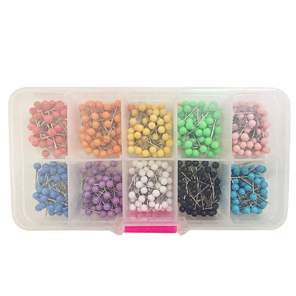 TABLZONE Round Map Tacks Assorted Color Stainless Steel for Travel Map Pinning 600pcs
