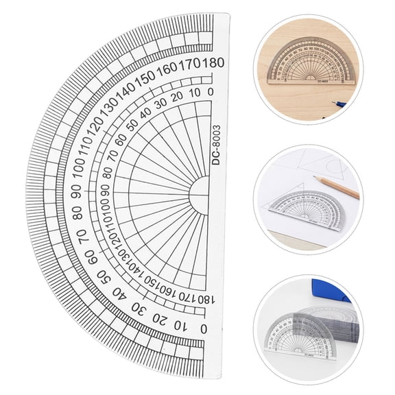 TABLZONE 60Pcs Clear Plastic 180 Degree Protractors for School and Office Math Geometry Tools
