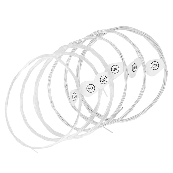 TABLZONE 6-Pack Acoustic Guitar Strings White Metal Folk Replacement Set for Comfort and Fingerpicking Performance