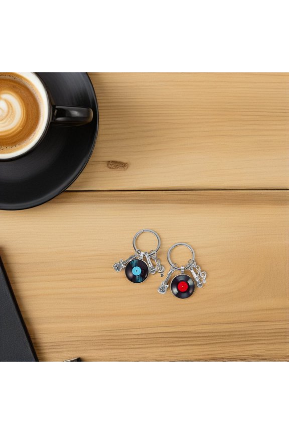 Metal Vinyl Record Keychain Multi Color Craftsmanship 6Pcs