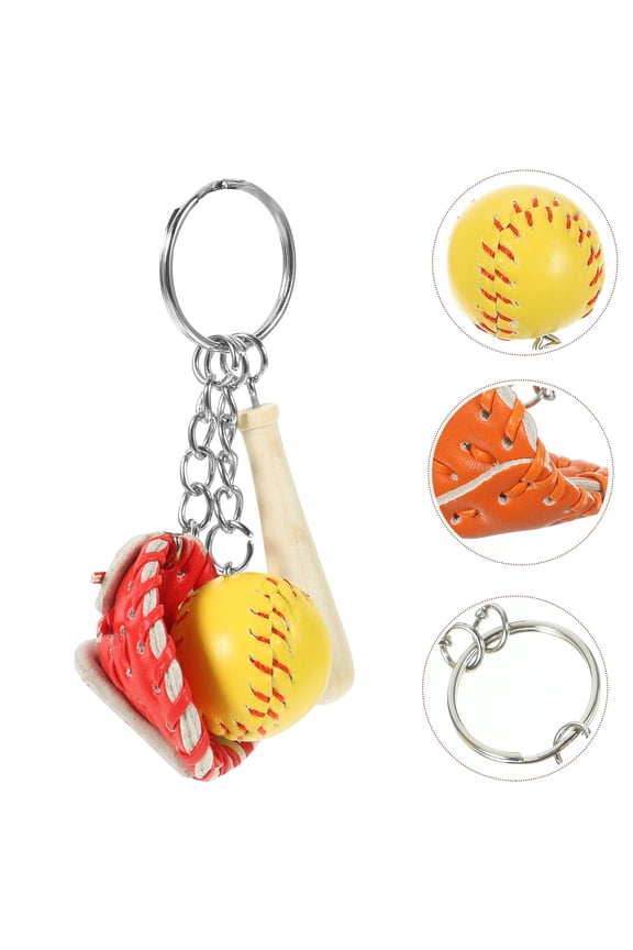 6-Pack Baseball Keychains Assorted Colors Sports Bag Charms Stylish Pendants for Themed Decorations and