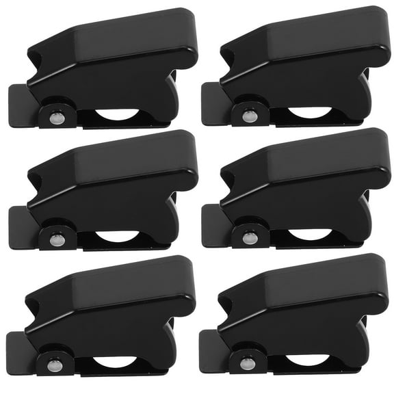 TABLZONE 6Pcs Black Toggle Switch Guard Cover Sturdy Plastic Iron Flip Cover for Home Use