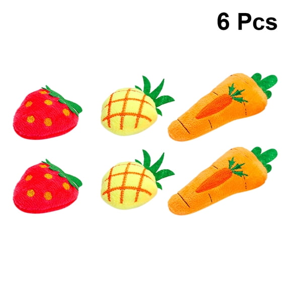 TABLZONE Pet Fruit Toy Plush Strawberry Pineapple Carrot Shapes Catnip 6pcs