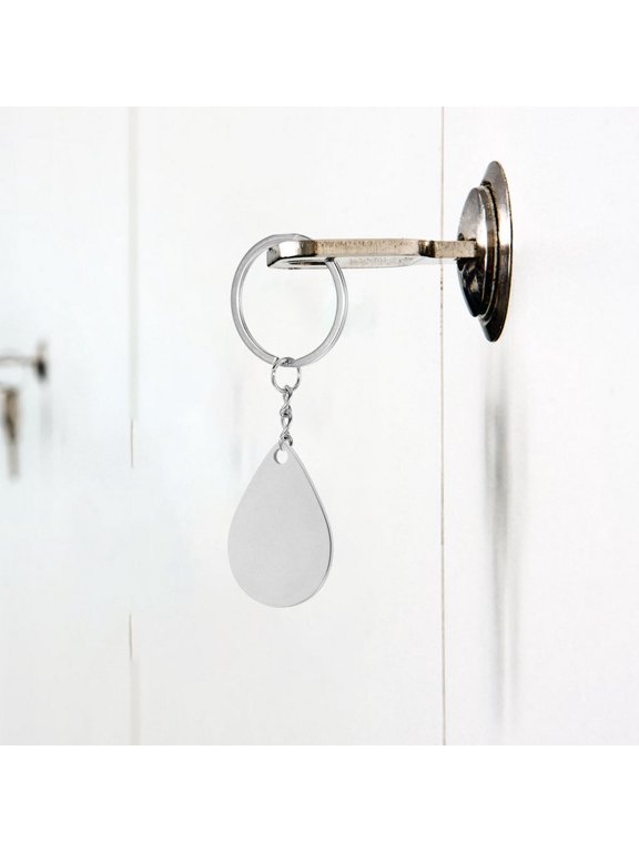E 6-Pack Blank Stainless Steel Keychains Unfinished Metal Key for Custom Decoration