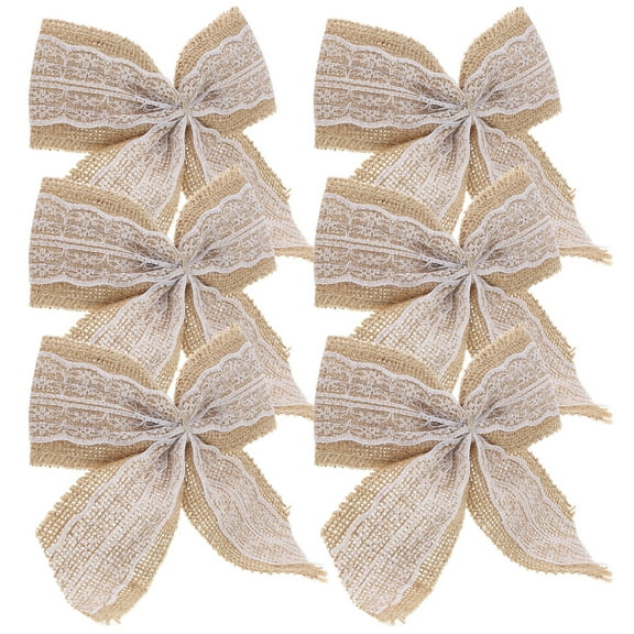 TABLZONE Handmade Burlap Bows with Multi-Color Lace, 6 Pieces for Versatile Wrapping and Home Decor