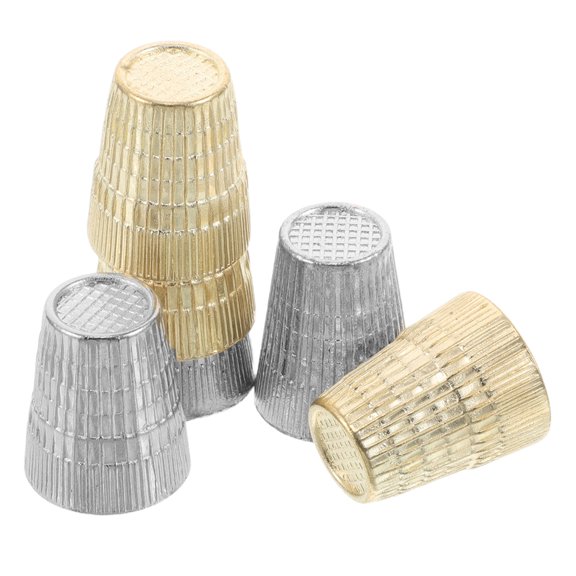 TABLZONE 6Pcs Durable Metal Finger Protectors Sewing Thimble Set for Hand Craft and Needlework