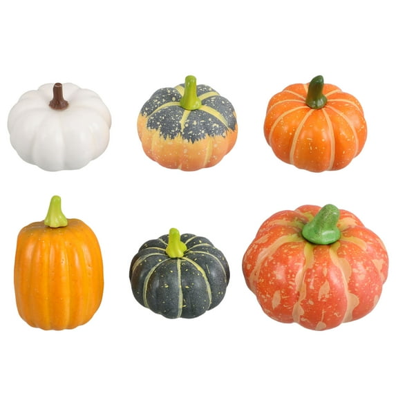 TABLZONE 6-Pack Artificial Foam Pumpkins in Assorted Fall Colors for Harvest, Thanksgiving, and Autumn Party Decorations