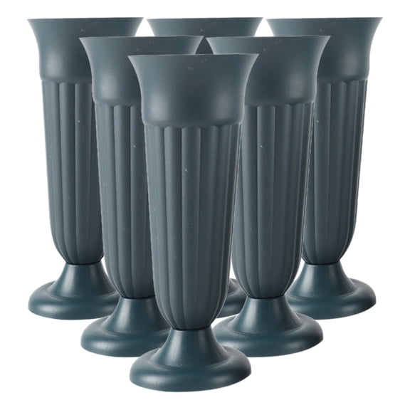 TABLZONE 6Pcs Green Plastic Grave Vase for Cemetery Memorials with Stable Structure and Durable Design