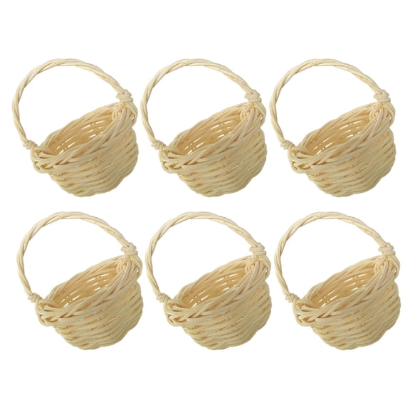 TABLZONE 6Pcs Hand Woven Basket Beige Storage Photo Props for Home Decor