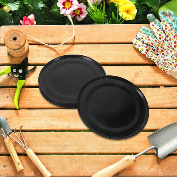 TABLZONE Black Round Plant Saucers PP Drip Trays for Indoor Plants 6Pcs