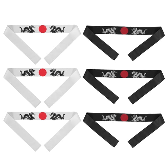 TABLZONE 6Pcs Japanese Hachimaki Headband Assorted Colors Comfortable Chef Accessory for Cooking