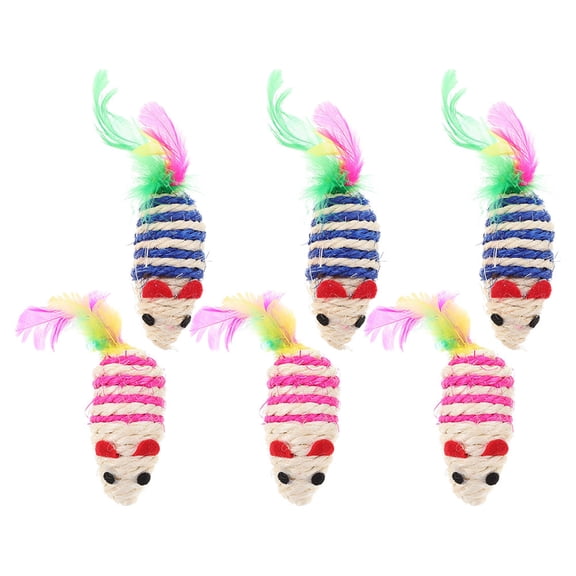 TABLZONE 6Pcs Mice Cat Toy Plastic Interactive Toy for Indoor Cats