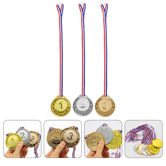 TABLZONE 6Pcs Plastic Sports Medals for Competition Awards with Assorted Colors and Smooth Surface