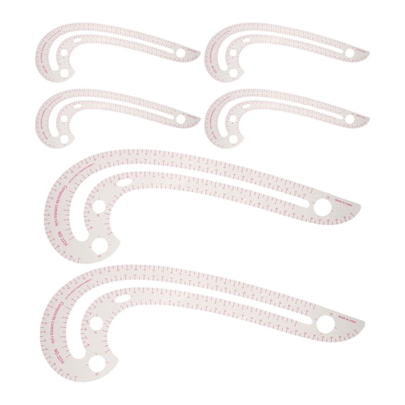TABLZONE 6-Pack Flexible Plastic Pattern Making Rulers with Plated for Sewing, Dressmaking, and Drafting