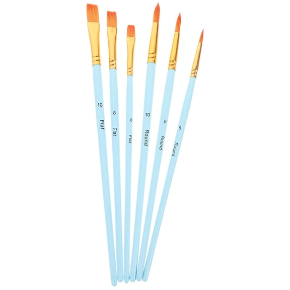 TABLZONE 6Pcs Portable Nylon Paintbrush Set with Flat and Round Tips for Outdoor and Studio Painting