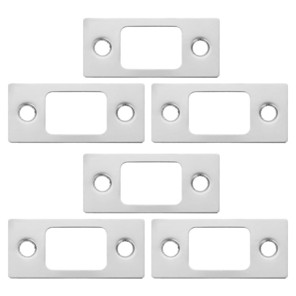 TABLZONE 6Pcs Sliding Door Deadbolt Strike Plate Steel Adjustable Door Lock Plate Plated Silver