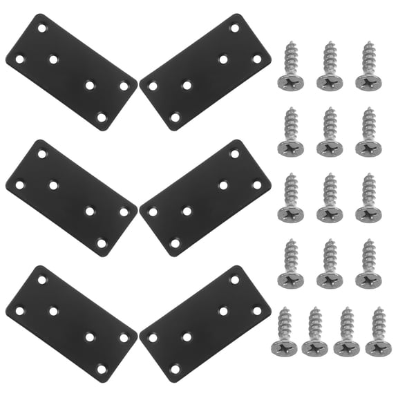 TABLZONE 6Pcs Metal Flat Mending Plates with Holes for Wood Furniture Connection Black