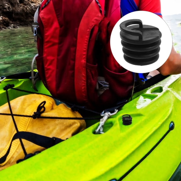 TABLZONE 6-Pack Black Rubber Kayak Scupper Plugs with Easy for Secure Watertight Boat Drain