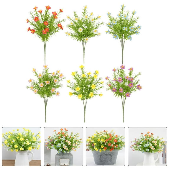 TABLZONE 6Pcs Realistic Daisy Picks Assorted Color Faux Flowers for Office and Living Room Decoration