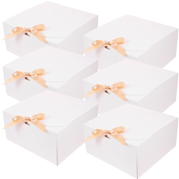 TABLZONE 6Pcs White Portable Bakery Boxes Suitable for Regular Cakes Cookies and Pastries