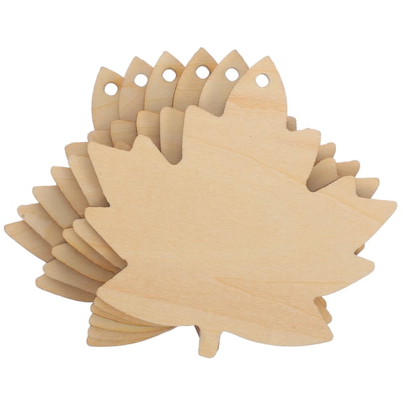 TABLZONE 6Pcs Unfinished Natural Maple Wood Leaf Cutouts for DIY Fall Crafts Decor