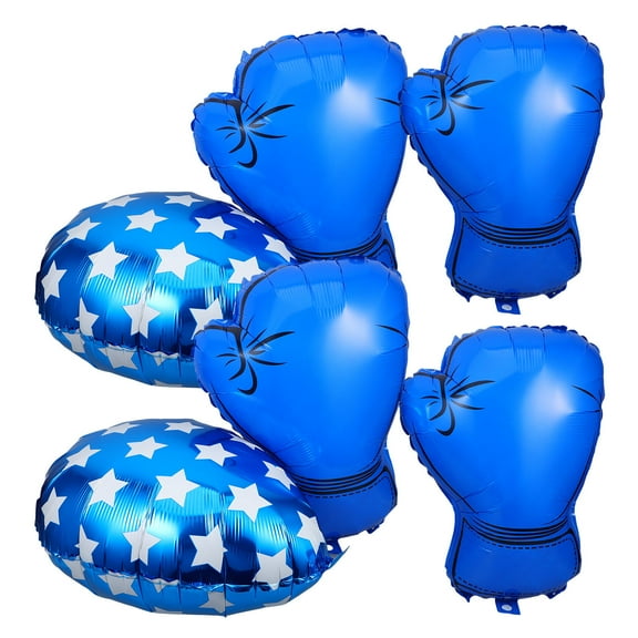 TABLZONE 6pcs Birthday Party Decorations Boxing Balloons Made Of Blue Aluminum - Perfect For Sports Events