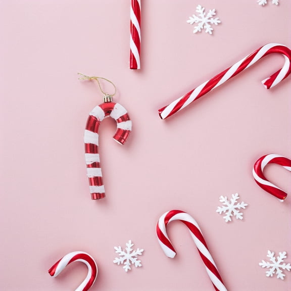 TABLZONE Handpainted Red Candy Cane Ornaments 6 Pieces Festive Holiday Decorations for Christmas Home Decor