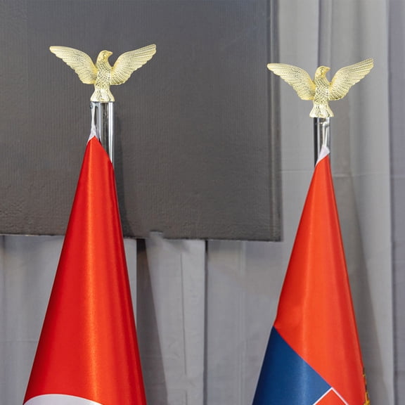 TABLZONE Eagle Design Flagpole Head in Golden Plastic for Outdoor Use 6Pcs