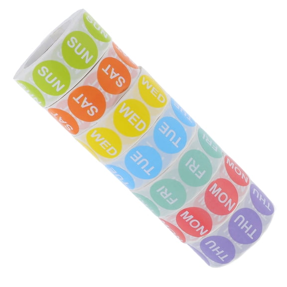 TABLZONE 3500 Labels of Week Management Labels Copper Sticker Round for Food Boxes