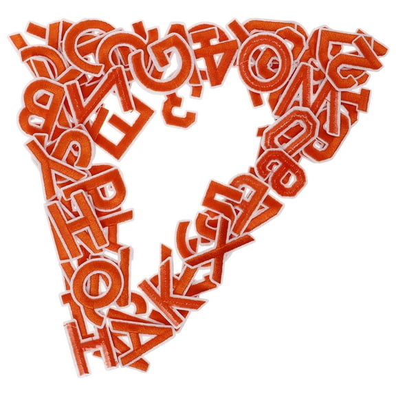 TABLZONE 72pcs Iron-On Embroidered Letter and Number Patches for Backpacks Orange Fabric Accessories