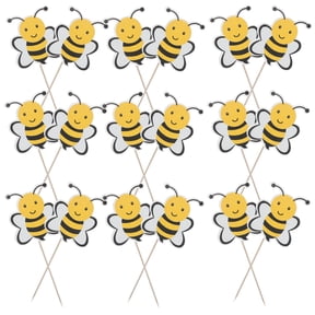 TABLZONE 72Pcs Bee Cupcake Toppers Lightweight Yellow Bee Cake Picks for Fun Birthday Cake Decor