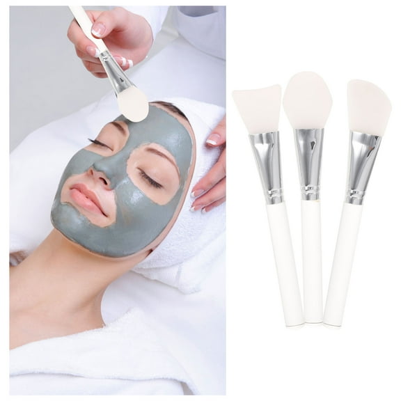 TABLZONE 7Pcs Silicone Cosmetic Brush Kit White Acrylic Handle Practical Makeup Tools