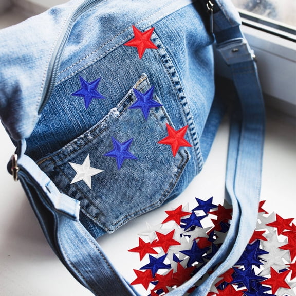 TABLZONE 80Pcs Iron on Applique Patches Embroidered Star Designs for Clothing Repair and Decoration
