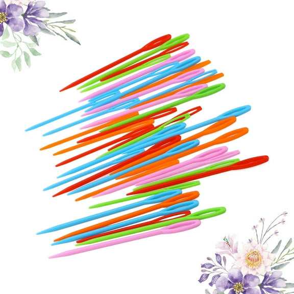 TABLZONE 80Pcs Plastic Sewing Needles for Knitting, Crochet, Embroidery and Craft Projects