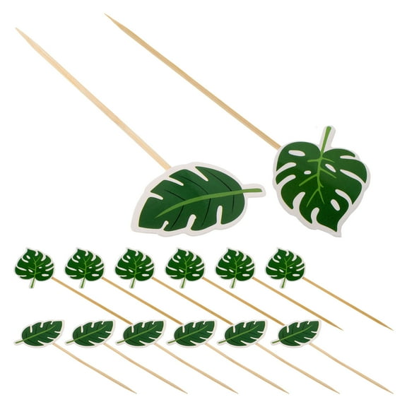 TABLZONE 80Pcs Green Palm Leaf Cake Picks for Birthday Wedding Party Decor