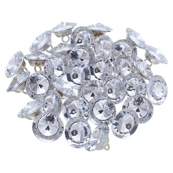 TABLZONE Crystal Embellished Buttons Transparent Metal Loop for Furniture 80Pcs