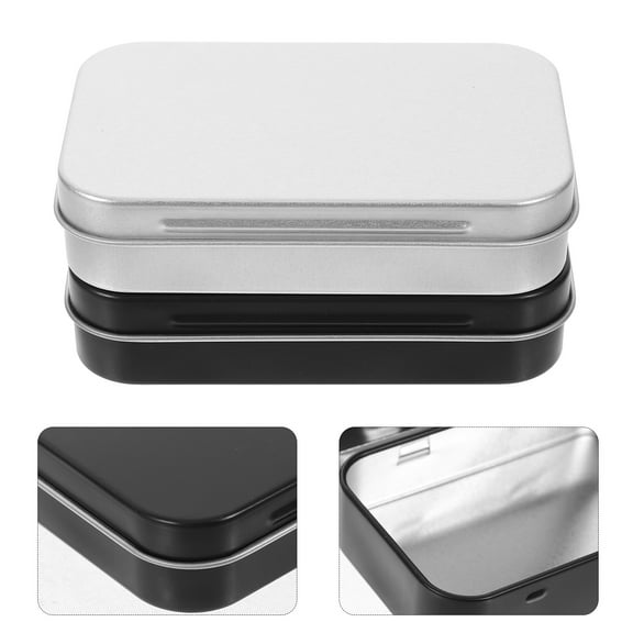 TABLZONE 8PCS Rectangular Small Storage Box with Lid Metal Tin for Buttons Party