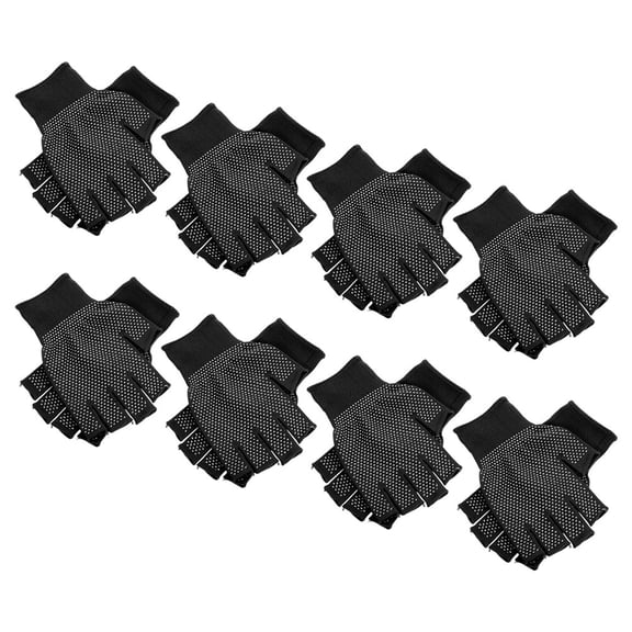 TABLZONE 8 Pairs Black Fingerless Work Gloves with Breathable Fabric for Comfortable, Precise Grip and Handling