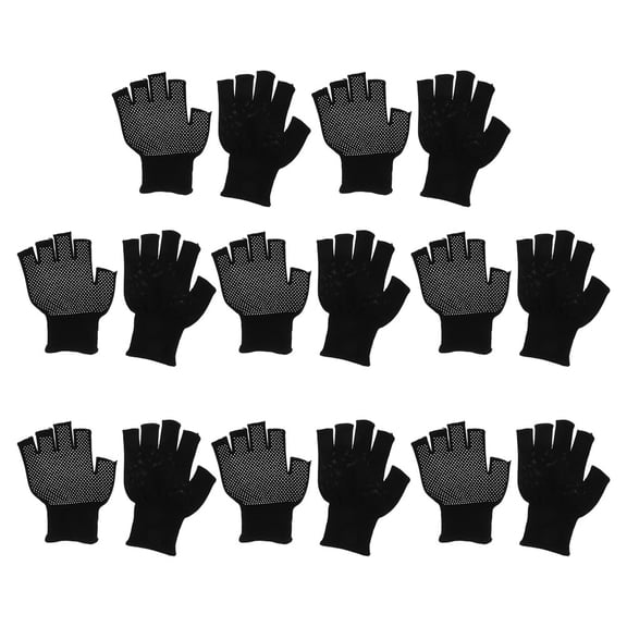 TABLZONE 8Pairs Black Fingerless Work Gloves with Breathable Fabric for Comfortable Precise Handling
