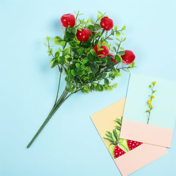 TABLZONE 8Pcs Red Faux Eucalyptus Leaves Stems Artificial Plants for Table Centerpiece