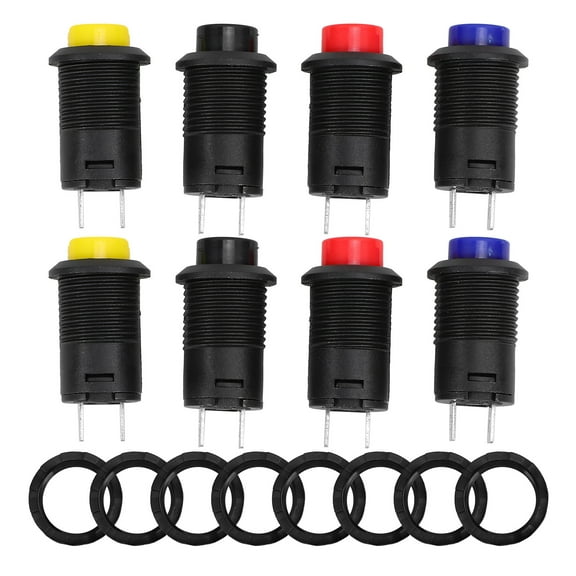 TABLZONE 8Pcs Latching Push Button Switches Assorted Color for Lamp Replacement