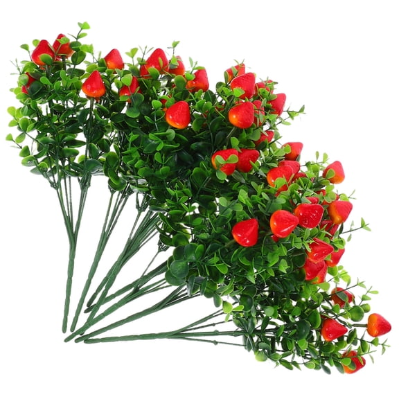 TABLZONE 8Pcs Faux Eucalyptus Leaves and Red Fruit Stems Decoration Bunch