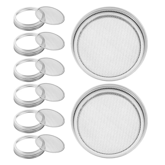TABLZONE 8Pcs Stainless Steel Wide Mouth Sprouting Lids with Mesh Screen for Easy Cleaning and Longterm Use