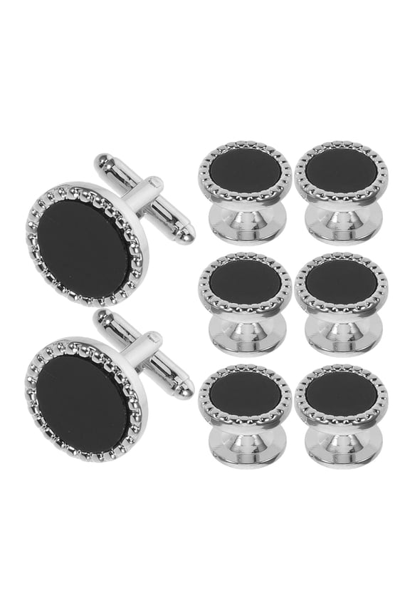 8Pcs Mens Black Acrylic Tuxedo Shirt Studs for Formal Occasions